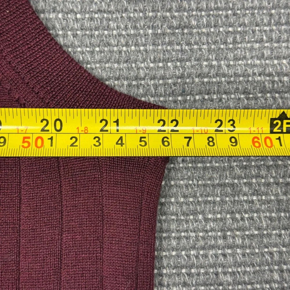 Brooks Brothers Mens Burgundy 100% Merino Wool Ribbed Quarter Zip Sweater Vest L